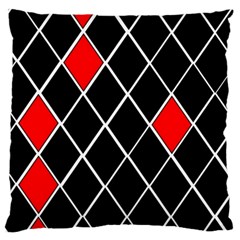 Elegant Black And White Red Diamonds Pattern Large Flano Cushion Case (one Side) by yoursparklingshop