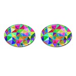 Triangles, colorful watercolor art  painting Cufflinks (Oval) Front(Pair)