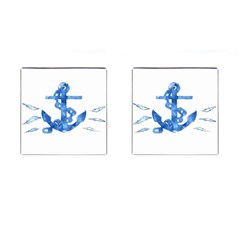 Anchor Aquarel Painting Art, Soft Blue Cufflinks (square) by picsaspassion