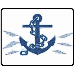 Blue Anchor Oil Painting Art Fleece Blanket (medium)  by picsaspassion