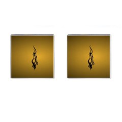 Flame Black, Golden Background Cufflinks (square) by picsaspassion