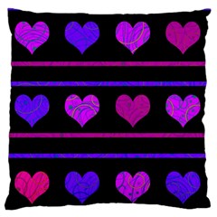 Purple And Magenta Harts Pattern Large Flano Cushion Case (two Sides) by Valentinaart