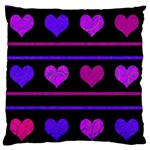 Purple and magenta harts pattern Large Flano Cushion Case (Two Sides) Front