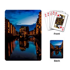 Hamburg City Blue Hour Night Playing Card by Amaryn4rt