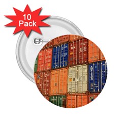 Blue White Orange And Brown Container Van 2 25  Buttons (10 Pack)  by Amaryn4rt