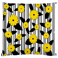 Yellow Floral Pattern Standard Flano Cushion Case (one Side) by Valentinaart