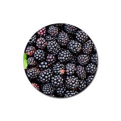 Blackberries Background Black Dark Rubber Round Coaster (4 Pack)  by Amaryn4rt