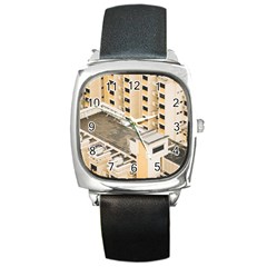 Apartments Architecture Building Square Metal Watch by Amaryn4rt