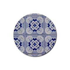 Ceramic Portugal Tiles Wall Rubber Coaster (round)  by Amaryn4rt