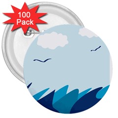 Sea 3  Buttons (100 Pack)  by Amaryn4rt