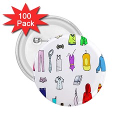 Clothing Boots Shoes Shorts Scarf 2 25  Buttons (100 Pack)  by Nexatart