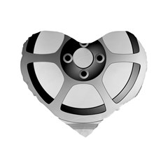 Car Wheel Chrome Rim Standard 16  Premium Heart Shape Cushions by Nexatart