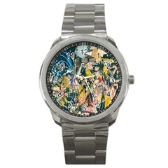 Art Graffiti Abstract Lines Sport Metal Watch by Nexatart