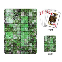 Background Of Green Squares Playing Card by Nexatart