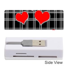 Red Hearts Pattern Memory Card Reader (stick)  by Valentinaart