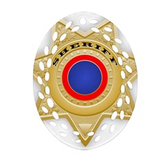 Sheriff S Star Sheriff Star Chief Oval Filigree Ornament (two Sides) by Nexatart