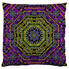 Wonderful Peace Flower Mandala Large Flano Cushion Case (one Side) by pepitasart