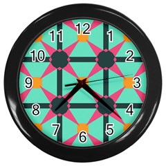 Pink Stars Pattern                                                          			wall Clock (black) by LalyLauraFLM