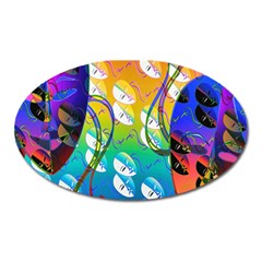 Abstract Mask Artwork Digital Art Oval Magnet by Nexatart