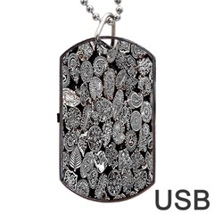Black And White Art Pattern Historical Dog Tag Usb Flash (two Sides) by Nexatart