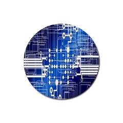 Board Circuits Trace Control Center Rubber Coaster (round)  by Nexatart