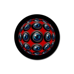 Camera Monitoring Security Rubber Round Coaster (4 Pack)  by Nexatart