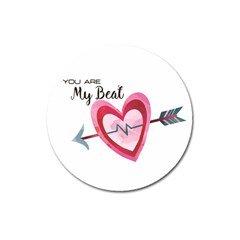 You Are My Beat / Pink And Teal Hearts Pattern (white)  Magnet 3  (round) by FashionFling