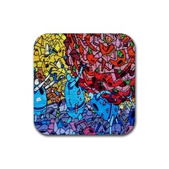 Colorful Graffiti Art Rubber Coaster (square)  by Nexatart