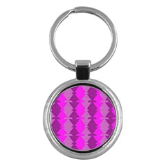 Fabric Textile Design Purple Pink Key Chains (round)  by Nexatart