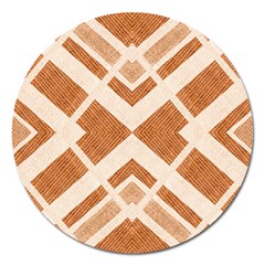 Fabric Textile Tan Beige Geometric Magnet 5  (round) by Nexatart
