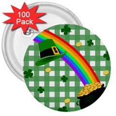 St  Patrick s Day Rainbow 3  Buttons (100 Pack)  by Valentinaart