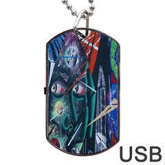 Graffiti Art Urban Design Paint Dog Tag Usb Flash (one Side) by Nexatart
