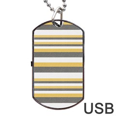 Textile Design Knit Tan White Dog Tag Usb Flash (two Sides) by Nexatart