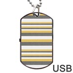 Textile Design Knit Tan White Dog Tag USB Flash (Two Sides) Front