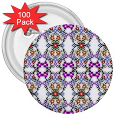 Floral Ornament Baby Girl Design 3  Buttons (100 Pack)  by Amaryn4rt