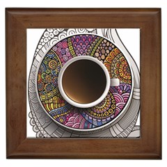 Ethnic Pattern Ornaments And Coffee Cups Vector Framed Tiles by Amaryn4rt