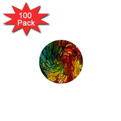 Stained Glass Patterns Colorful 1  Mini Buttons (100 Pack)  by Amaryn4rt