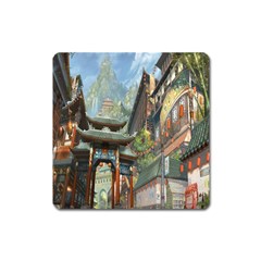 Japanese Art Painting Fantasy Square Magnet by Amaryn4rt