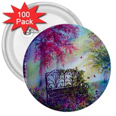 Bench In Spring Forest 3  Buttons (100 Pack)  by Amaryn4rt