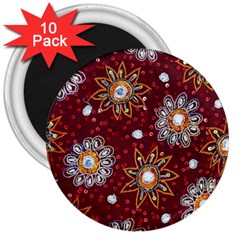 India Traditional Fabric 3  Magnets (10 Pack)  by Amaryn4rt