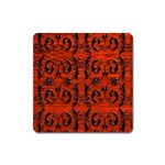 3d Metal Pattern On Wood Square Magnet Front