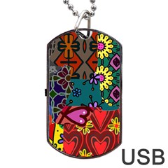 Patchwork Collage Dog Tag Usb Flash (one Side) by Simbadda
