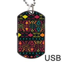 Traditional Art Ethnic Pattern Dog Tag Usb Flash (one Side) by Simbadda