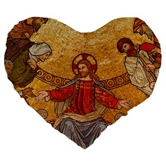Gold Jesus Large 19  Premium Heart Shape Cushions by boho
