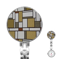 Fabric Textures Fabric Texture Vintage Blocks Rectangle Pattern Stainless Steel Nurses Watch by Simbadda