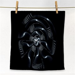 Fractal Disk Texture Black White Spiral Circle Abstract Tech Technologic Face Towel by Simbadda