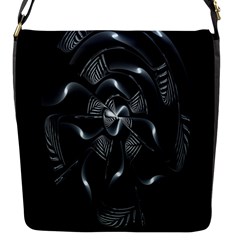 Fractal Disk Texture Black White Spiral Circle Abstract Tech Technologic Flap Messenger Bag (s) by Simbadda