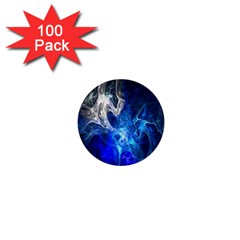 Ghost Fractal Texture Skull Ghostly White Blue Light Abstract 1  Mini Buttons (100 Pack)  by Simbadda