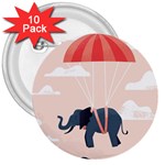 Digital Slon Parashyut Vektor 3  Buttons (10 pack)  Front