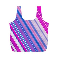Line Obliquely Pink Full Print Recycle Bags (m)  by Simbadda